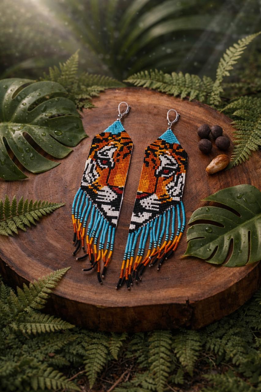 Brincos tigre indígena JAGUARA