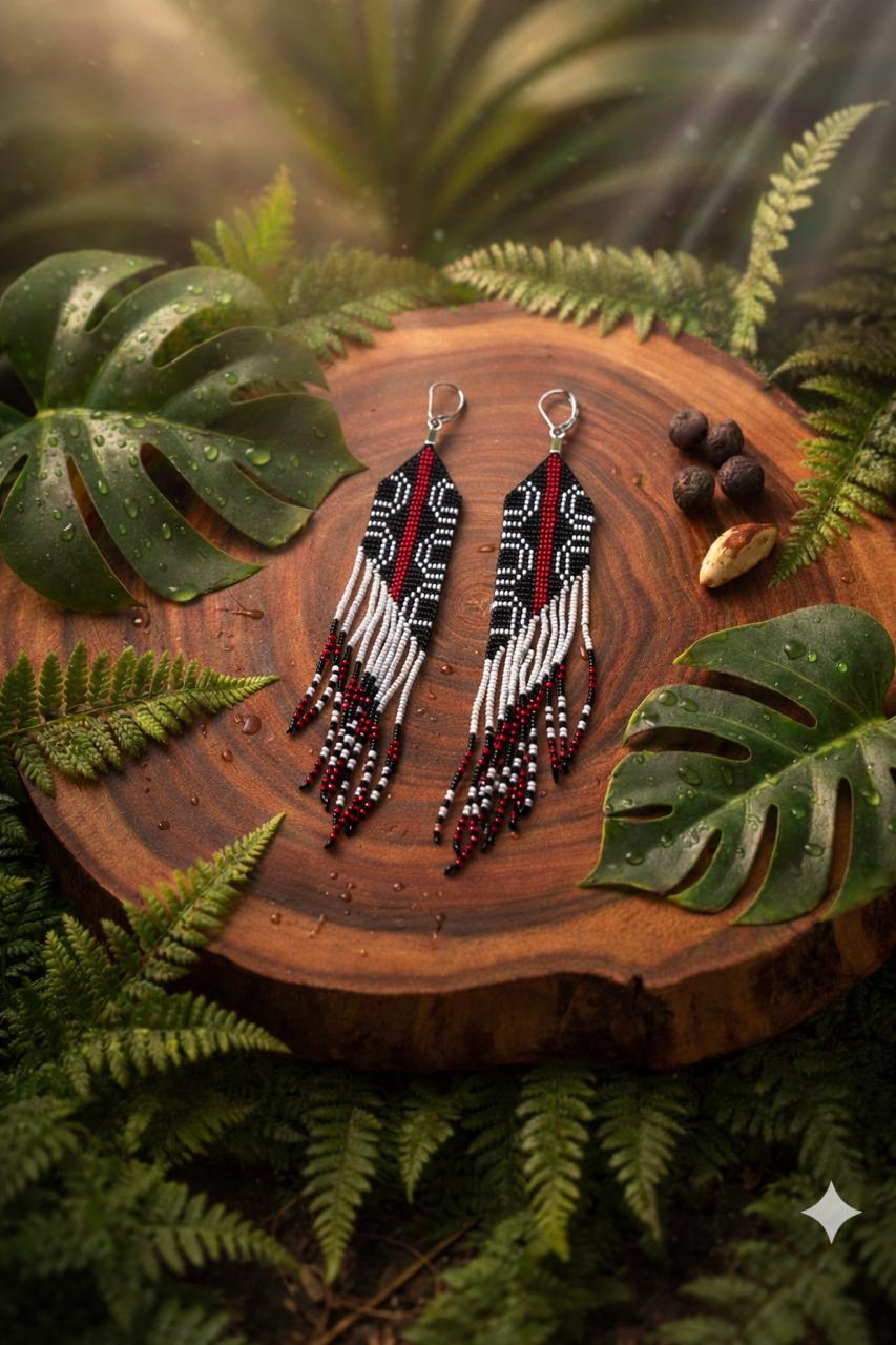 Brincos vermelho indígena JAGUARA